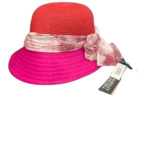 Badgley Mischka Vibrant Red and Pink Hat
